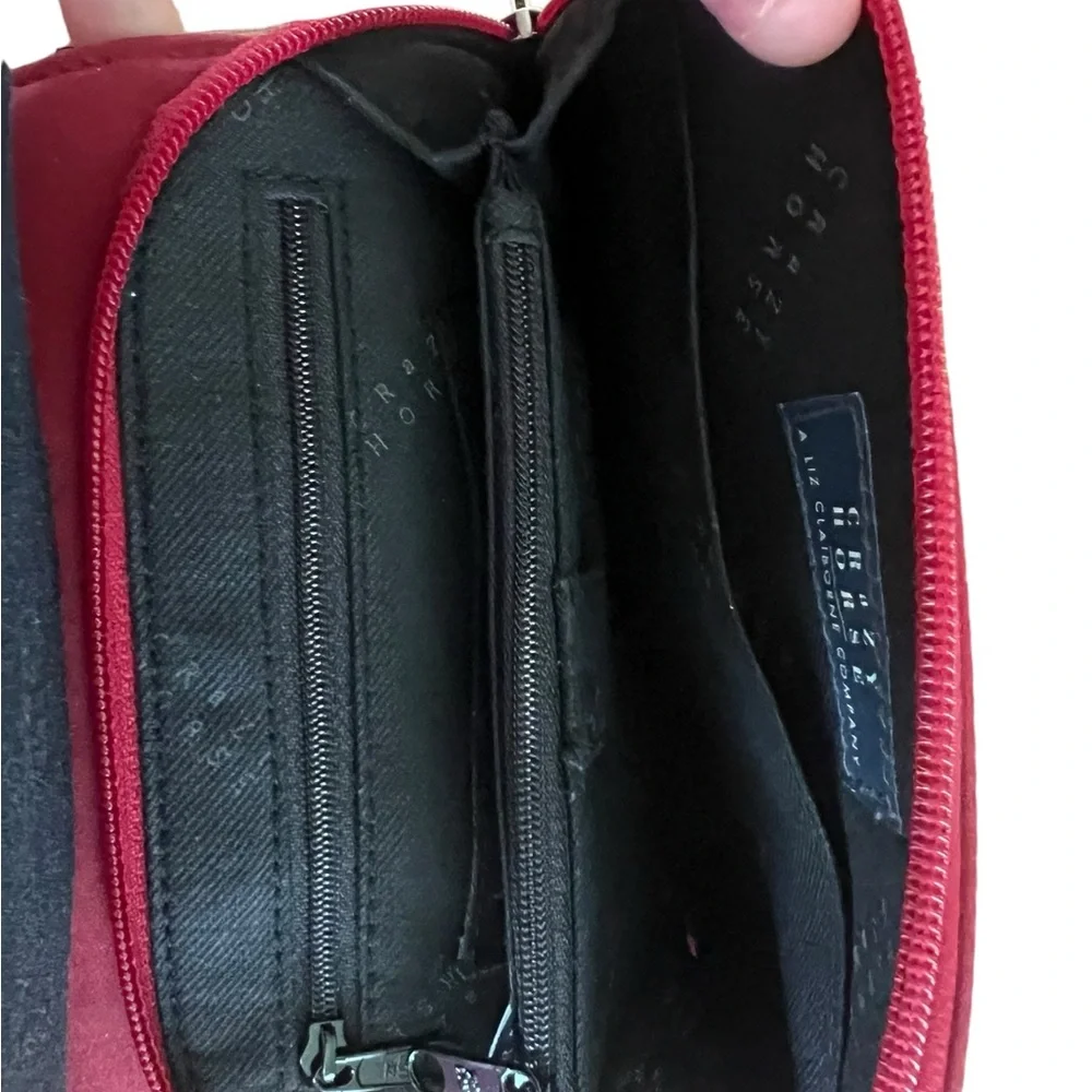 Liz Claiborne crazy horse brown and red wallet‎ crossbody.